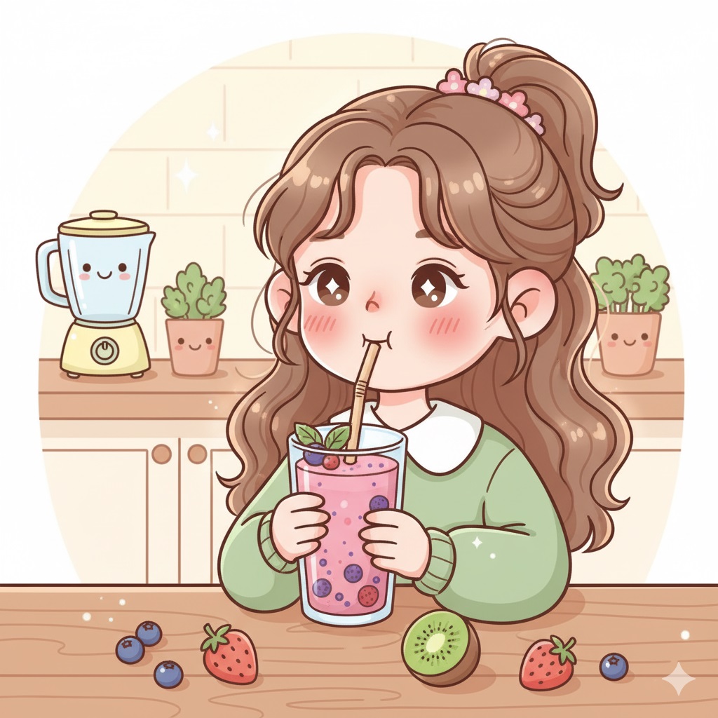 فتاة تتناول سموثي صحي